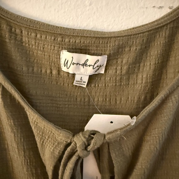 Wonderly Olive Textured Sleeveless Blouse - Picture 2 of 3